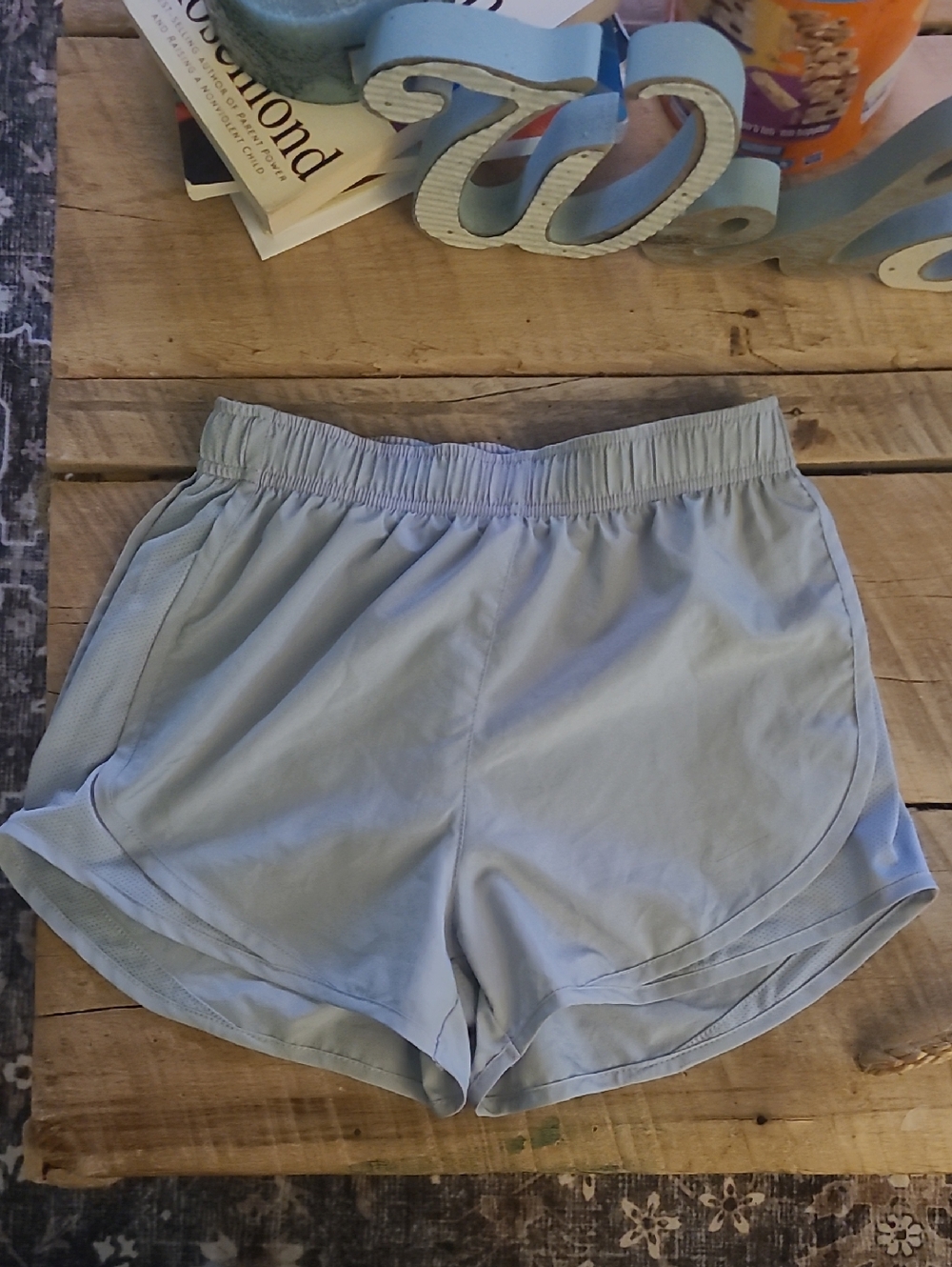 Nike Women's Pale Blue Athletic Shorts with Elastic Waistband
